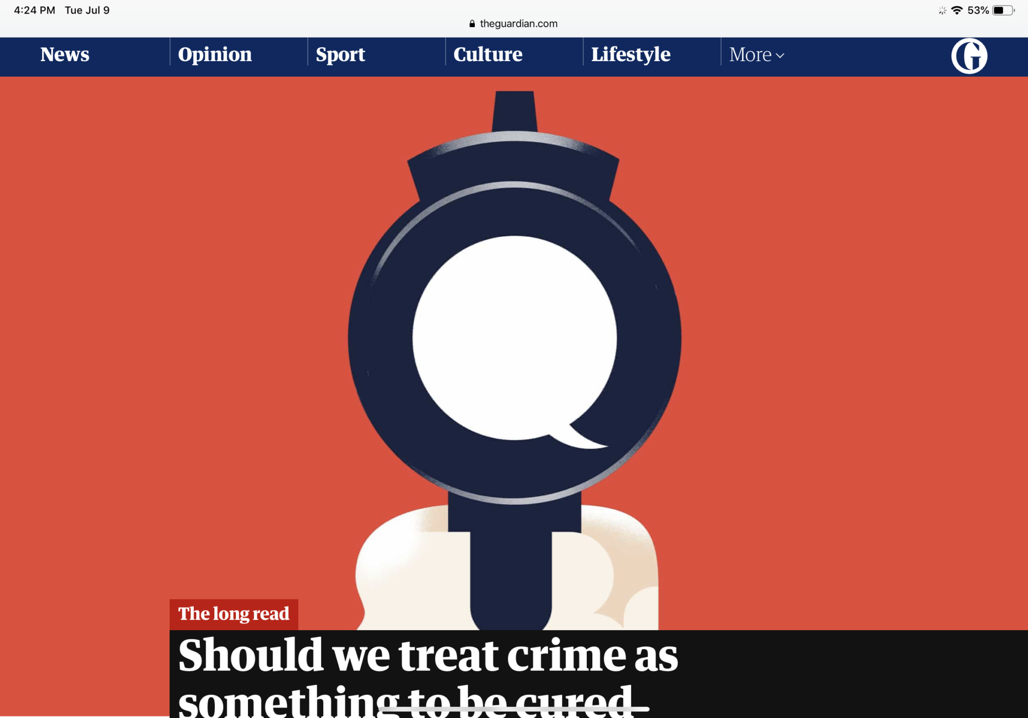 Guardian: Should We Treat Crime As Something To Be Cured